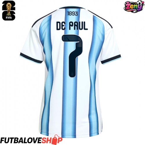 Dres Argentína Rodrigo De Paul #7 Domáci pre Ženy MS 2026 Krátky Rukáv